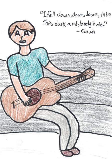 Zach playing the guitar (Drawn by Mya Stanton)